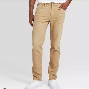 Mens 40x34 Slim Straight Khaki Jeans